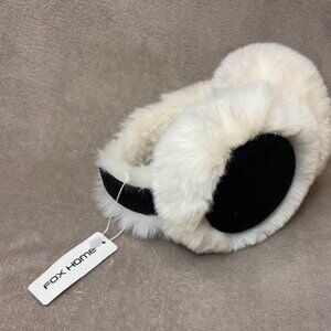Ear muff fluffy white Fox Home NWT